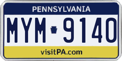 PA license plate MYM9140