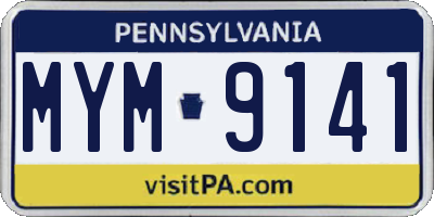 PA license plate MYM9141