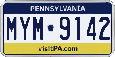 PA license plate MYM9142