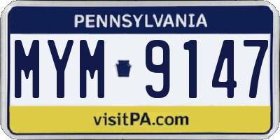 PA license plate MYM9147
