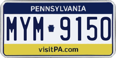 PA license plate MYM9150