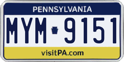 PA license plate MYM9151