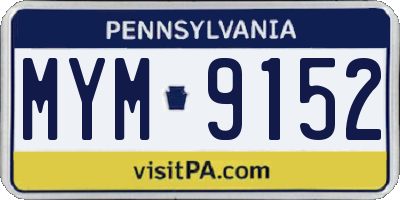 PA license plate MYM9152