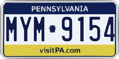 PA license plate MYM9154