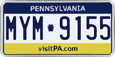 PA license plate MYM9155