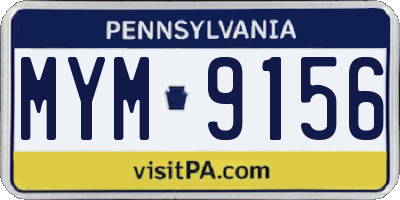 PA license plate MYM9156