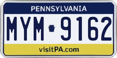 PA license plate MYM9162
