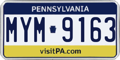 PA license plate MYM9163