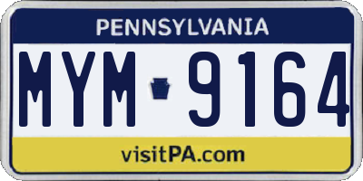 PA license plate MYM9164