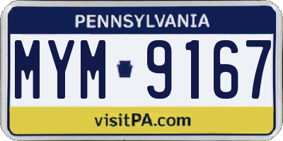 PA license plate MYM9167