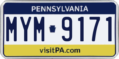 PA license plate MYM9171