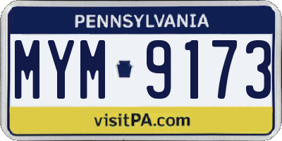 PA license plate MYM9173