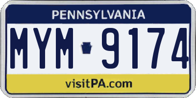 PA license plate MYM9174