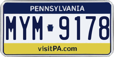 PA license plate MYM9178