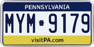PA license plate MYM9179