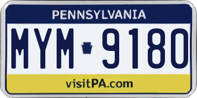 PA license plate MYM9180