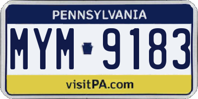PA license plate MYM9183