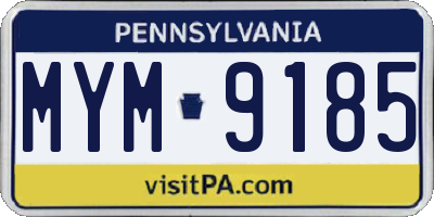PA license plate MYM9185