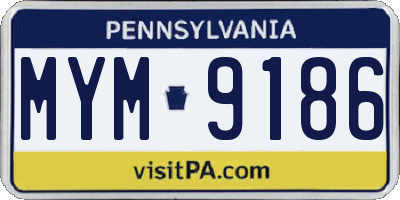 PA license plate MYM9186