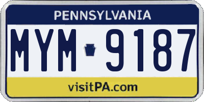 PA license plate MYM9187