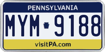 PA license plate MYM9188