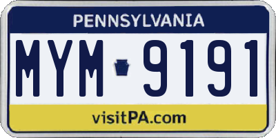 PA license plate MYM9191