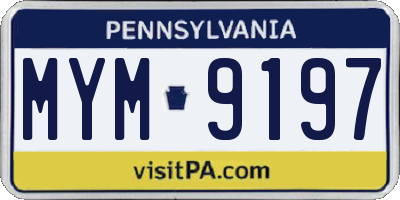 PA license plate MYM9197