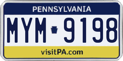PA license plate MYM9198