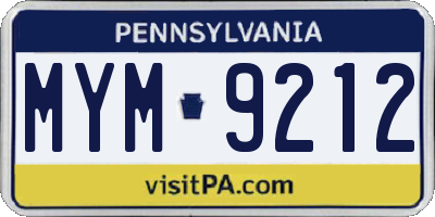 PA license plate MYM9212