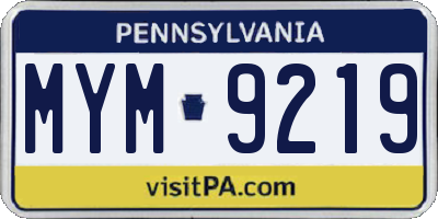 PA license plate MYM9219