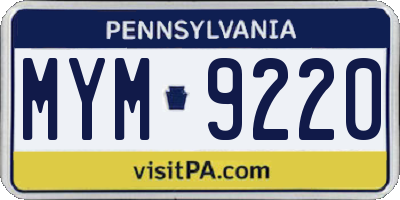 PA license plate MYM9220