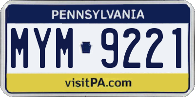 PA license plate MYM9221