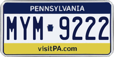 PA license plate MYM9222