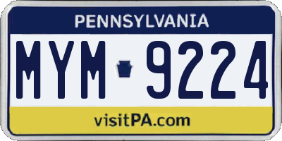 PA license plate MYM9224