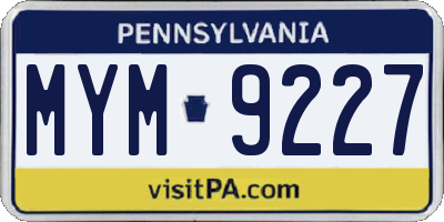 PA license plate MYM9227