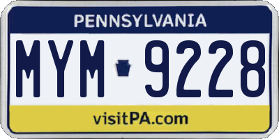 PA license plate MYM9228