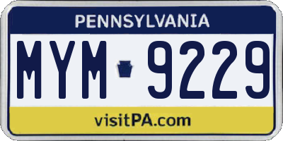 PA license plate MYM9229