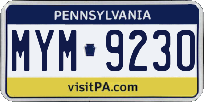 PA license plate MYM9230
