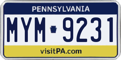 PA license plate MYM9231
