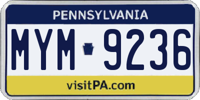 PA license plate MYM9236