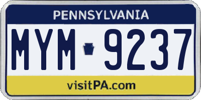 PA license plate MYM9237
