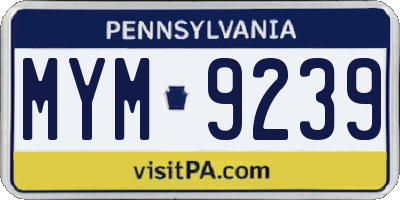 PA license plate MYM9239