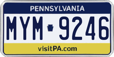 PA license plate MYM9246