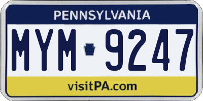 PA license plate MYM9247