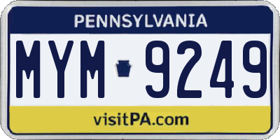 PA license plate MYM9249