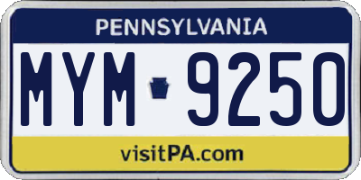 PA license plate MYM9250