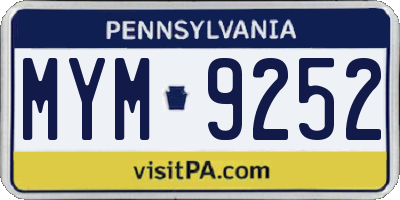 PA license plate MYM9252