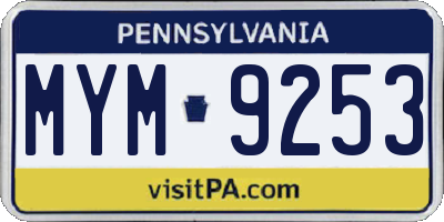 PA license plate MYM9253