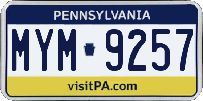 PA license plate MYM9257