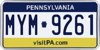 PA license plate MYM9261